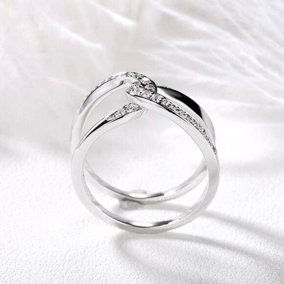 Newest Fresh Twist Cross Wedding Trendy Dazzling Silver Ring for Women,VIP570 - Picture 4 of 5
